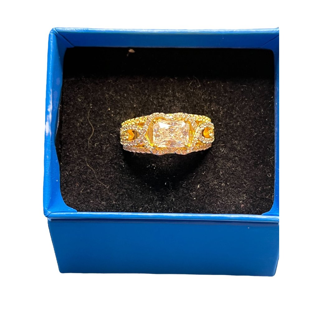 Palm Beach Jewelry Ring Gold Tone Cz Engagement Wedding Cocktail Size 9 New